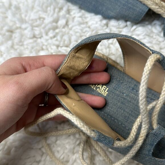 Michael by Michael Kohrs Denim Style Rope Strapy Tie Up Sandals Like New - Picture 9 of 10